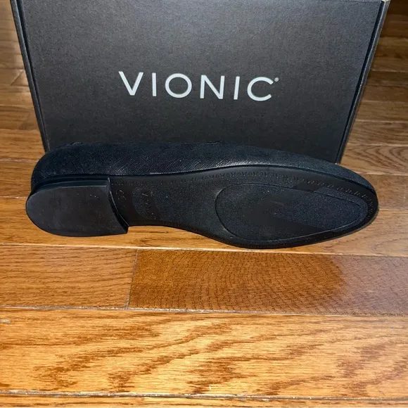 Vionic Willa Shimmer Suede Comfort Loafers Black With Metallic Women’s Size 6