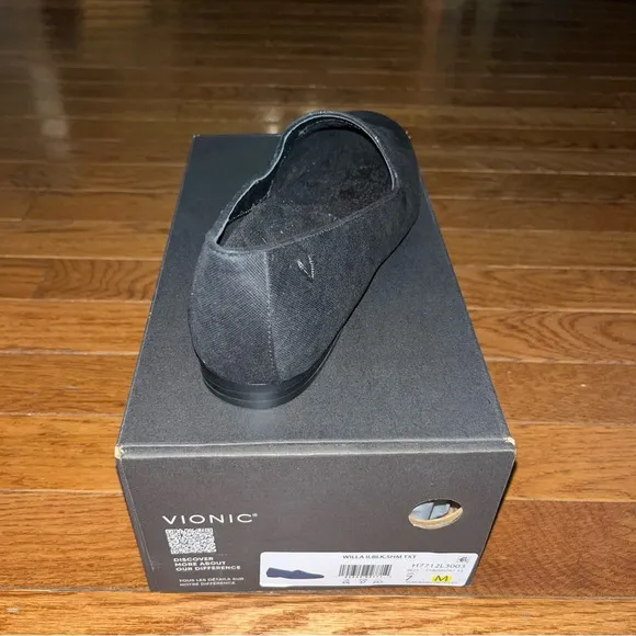Vionic Willa Shimmer Suede Comfort Loafers Black With Metallic Women’s Size 6
