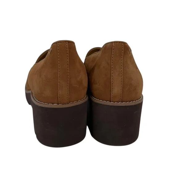 Vionic Willa Womens 11 Suede Wedge Loafers Chestnut Brown Slip-On Comfort Shoes