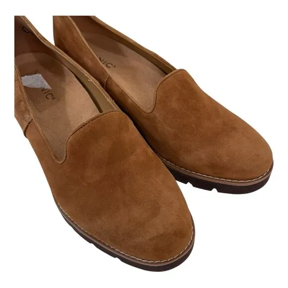 Vionic Willa Womens 11 Suede Wedge Loafers Chestnut Brown Slip-On Comfort Shoes