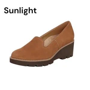 Vionic Willa Womens 11 Suede Wedge Loafers Chestnut Brown Slip-On Comfort Shoes