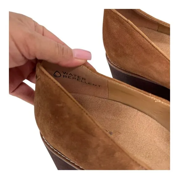 Vionic Willa Womens 11 Suede Wedge Loafers Chestnut Brown Slip-On Comfort Shoes