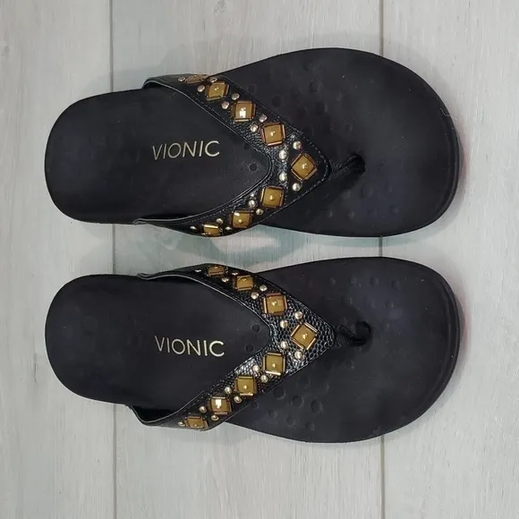 Vionic Women Comfort Loriana Toepost strap Sandals Flats shoes sz 7