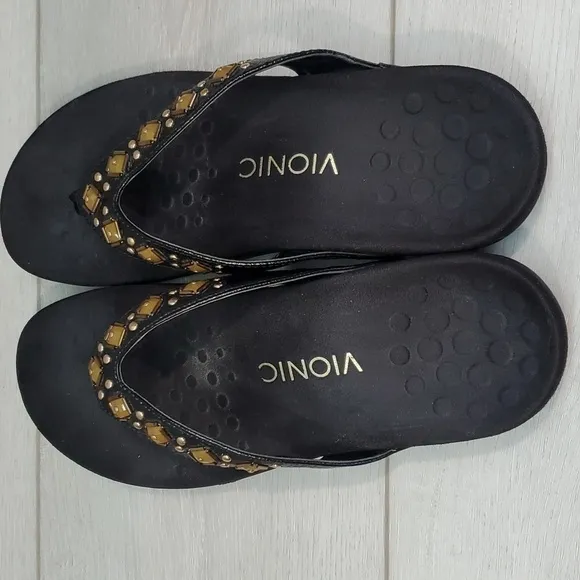 Vionic Women Comfort Loriana Toepost strap Sandals Flats shoes sz 7