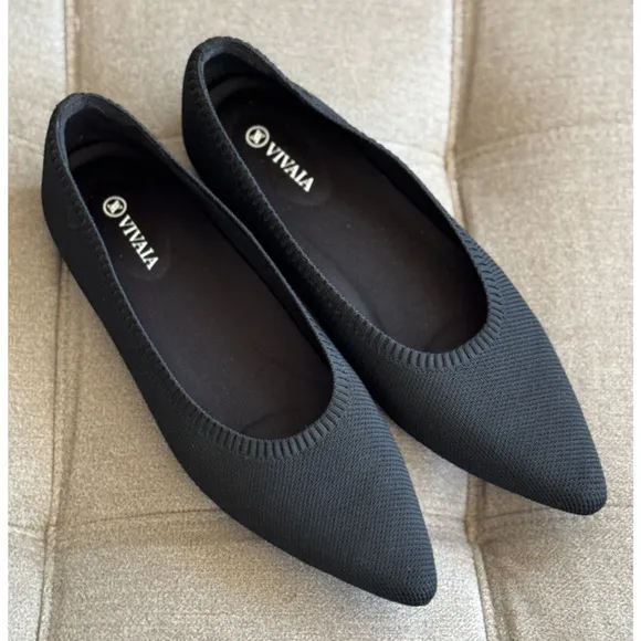 Vivaia Aria 5 Pointed Toe Flats Black Comfort Shoes 41.5, US 10