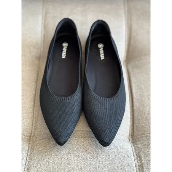 Vivaia Aria 5 Pointed Toe Flats Black Comfort Shoes 41.5, US 10