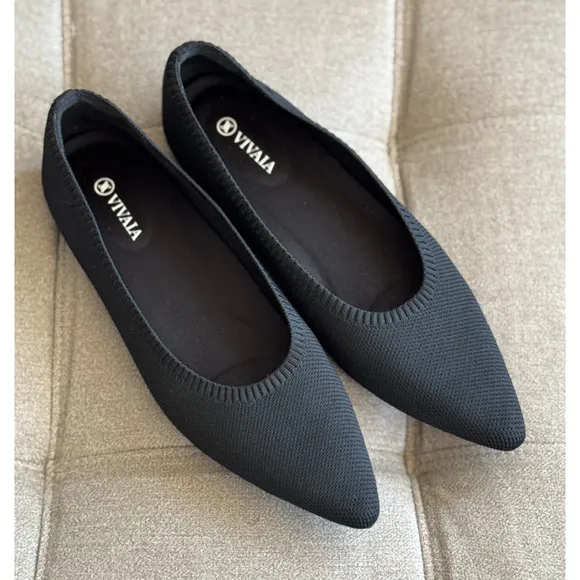 Vivaia Aria 5 Pointed Toe Flats Black Comfort Shoes 41.5, US 10