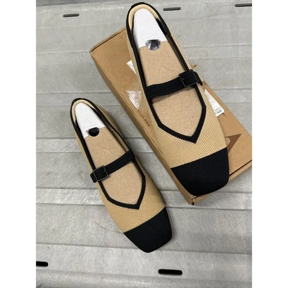 VIVAIA  Flats Knit Ballet Shoes Cap Toe Comfortable Beige  EU/39.5 US/8.5
