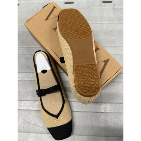 VIVAIA  Flats Knit Ballet Shoes Cap Toe Comfortable Beige  EU/39.5 US/8.5