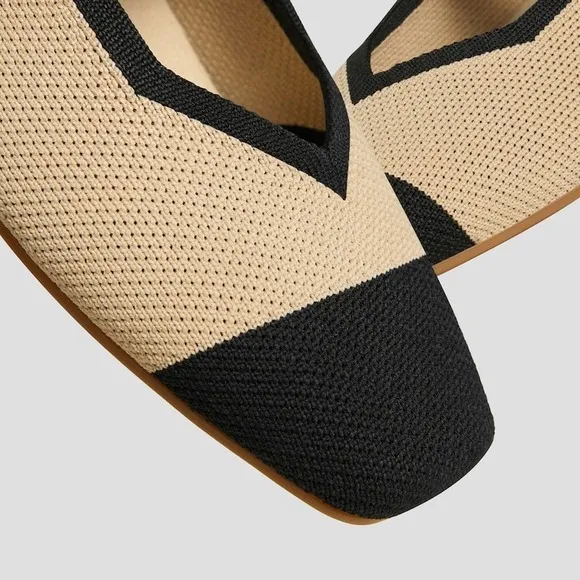 VIVAIA  Flats Knit Ballet Shoes Cap Toe Comfortable Beige  EU/40.5 US/9-9.5