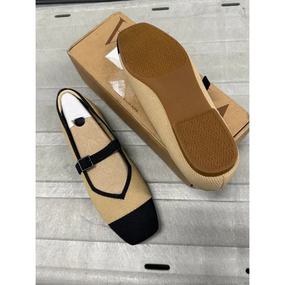 VIVAIA  Flats Knit Ballet Shoes Cap Toe Comfortable Beige  EU/40.5 US/9-9.5