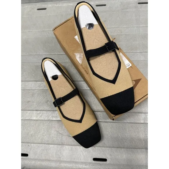 VIVAIA  Flats Knit Ballet Shoes Cap Toe Comfortable Beige  EU/40.5 US/9-9.5
