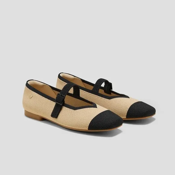 VIVAIA  Flats Knit Ballet Shoes Cap Toe Comfortable Beige  EU/40.5 US/9-9.5