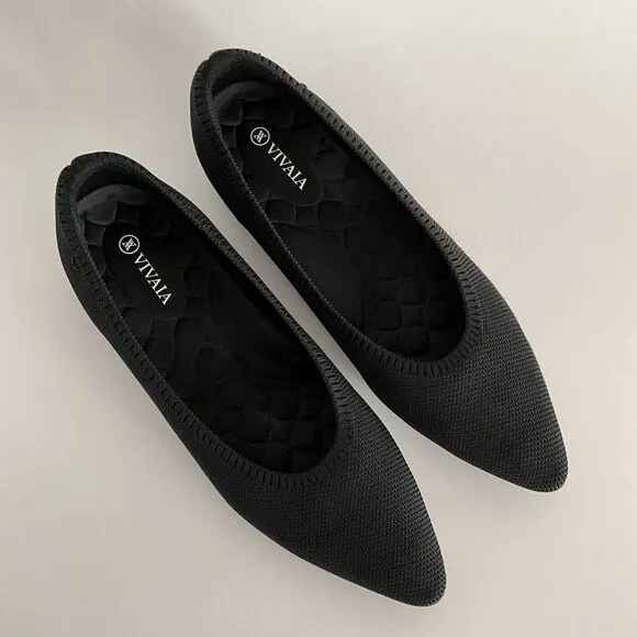 Vivaia Flats Size 42 US 10.5M Black Point-toe Slip-on Washable Travel