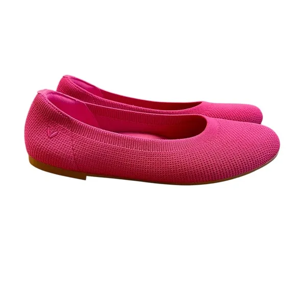 VIVAIA Pink Knit Tamia 2.0 Almond Toe Ballet Flats 39 US 8 Comfort Shoes Travel