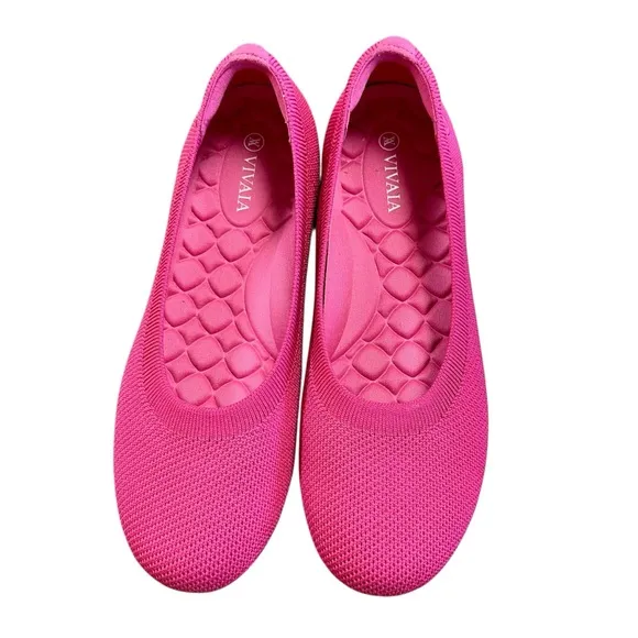 VIVAIA Pink Knit Tamia 2.0 Almond Toe Ballet Flats 39 US 8 Comfort Shoes Travel