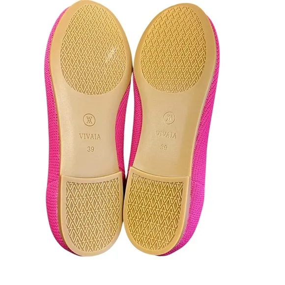 VIVAIA Pink Knit Tamia 2.0 Almond Toe Ballet Flats 39 US 8 Comfort Shoes Travel