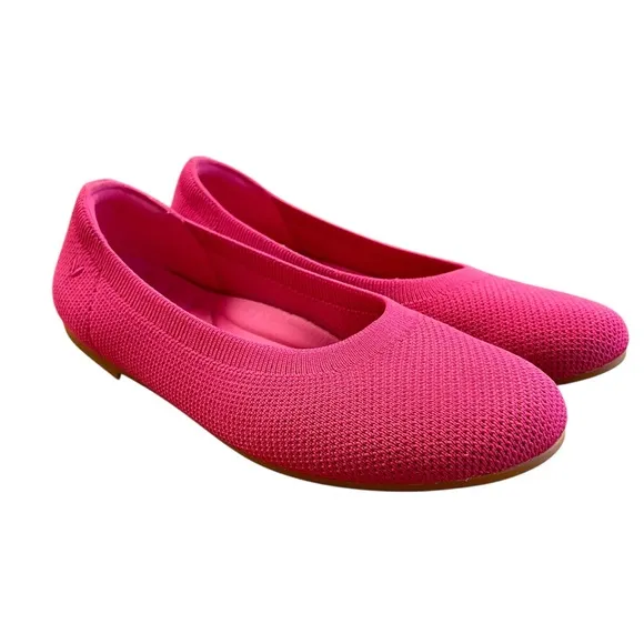 VIVAIA Pink Knit Tamia 2.0 Almond Toe Ballet Flats 39 US 8 Comfort Shoes Travel