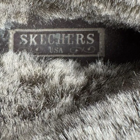 Vtg Skechers Boots Womens 9 Brown Leather Faux Fur Snow Boot PomPom Quilted Y2K