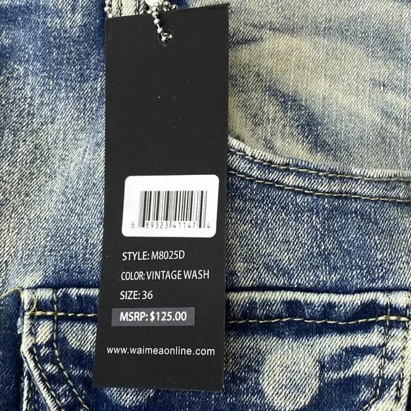 Waimea Men's Skinny Stacked Jeans – Size 36 – Blue – NWT