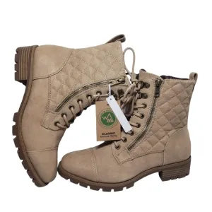 White Mountain Dashing Sang Lace Up Zip Quilted Block Heel Combat Boots Sz 7.5M