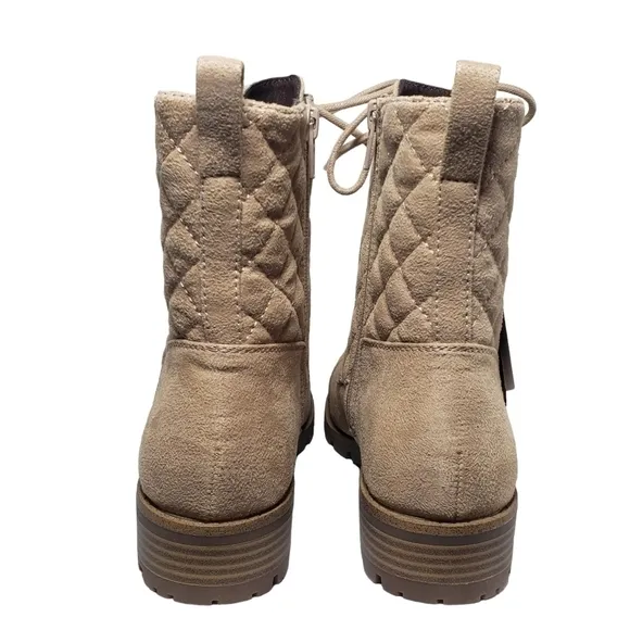 White Mountain Dashing Sang Lace Up Zip Quilted Block Heel Combat Boots Sz 7.5M
