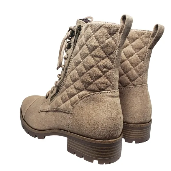 White Mountain Dashing Sang Lace Up Zip Quilted Block Heel Combat Boots Sz 7.5M