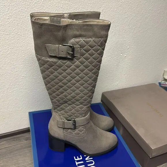 White Mountain Women's Damask Heeled Quilted Tall Boots