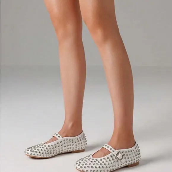 White Studded Ballerina Flats