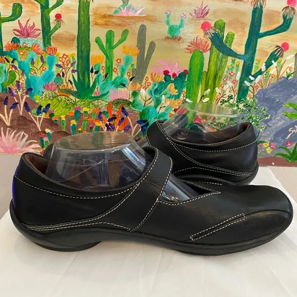 Wolky Black Leather Mary Jane Velcro Strap, Square Toe, Women’s Size 42 EU/11 US