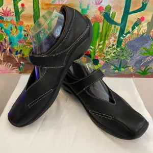 Wolky Black Leather Mary Jane Velcro Strap, Square Toe, Women’s Size 42 EU/11 US