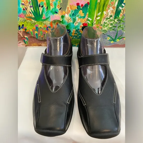 Wolky Black Leather Mary Jane Velcro Strap, Square Toe, Women’s Size 42 EU/11 US