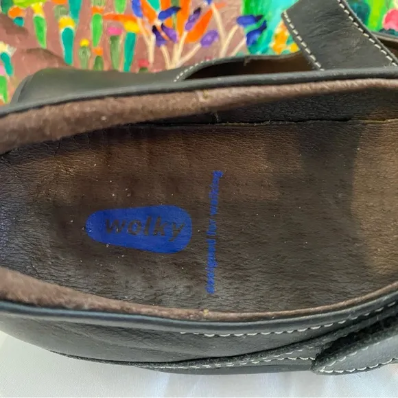 Wolky Black Leather Mary Jane Velcro Strap, Square Toe, Women’s Size 42 EU/11 US