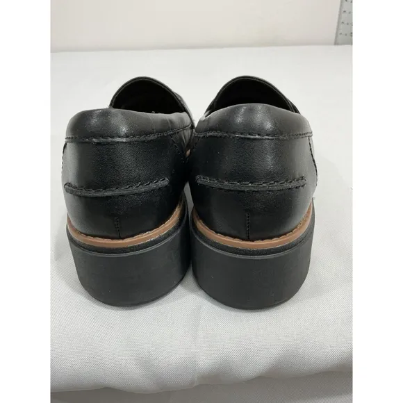 Womans Clarks Collection 8.5 W Black Ultimate Comfort Slip On Wedge Loafer