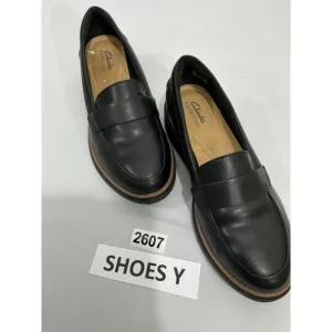 Womans Clarks Collection 8.5 W Black Ultimate Comfort Slip On Wedge Loafer