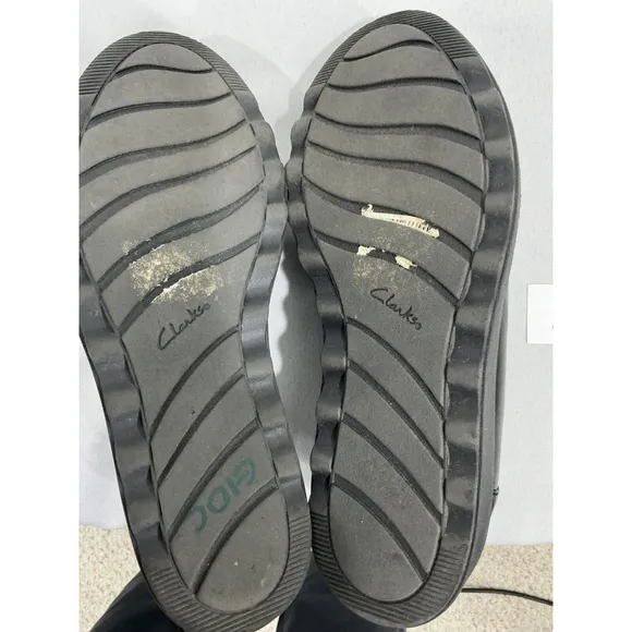 Womans Clarks Collection 8.5 W Black Ultimate Comfort Slip On Wedge Loafer