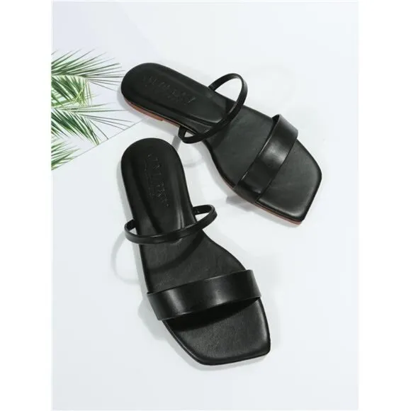 Women Minimalist Double Strap Slide Sandals
