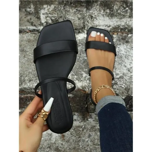 Women Minimalist Double Strap Slide Sandals