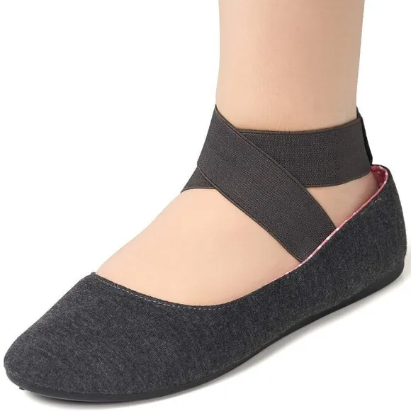 Women's Ballet Flats Elastic Ankle Strap Slip-On Shoes Size 9