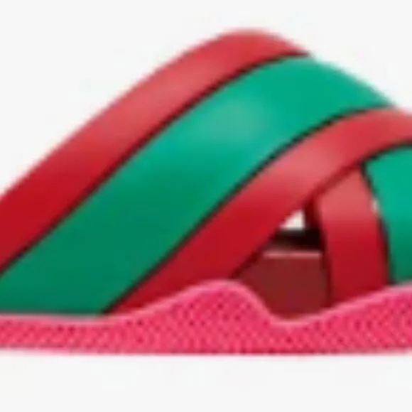 Women's Gucci Rubber Web Striped Sandals Sz 38 or 8 New In Box