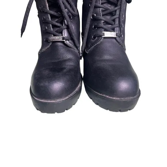 Women's Harley Davidson Ankle Lace Up Heeled Quilted Boots Sz 7 Grunge Goth