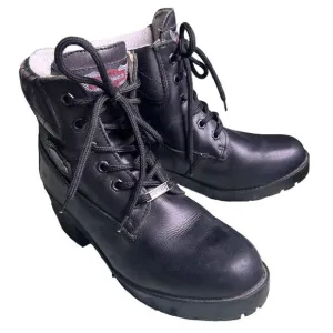 Women's Harley Davidson Ankle Lace Up Heeled Quilted Boots Sz 7 Grunge Goth