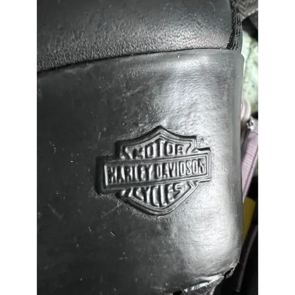 Women's Harley Davidson Ankle Lace Up Heeled Quilted Boots Sz 7 Grunge Goth