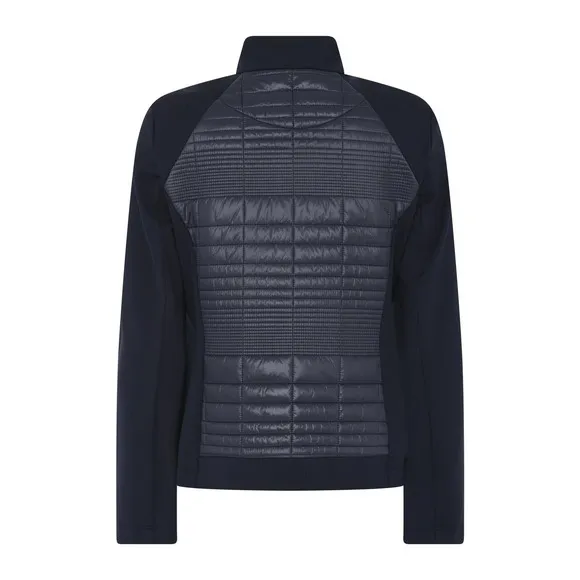 Women's Navy Athleisure Jacket Size 12 I'CONA Zip Up Zipper Quilted Stylish NWT