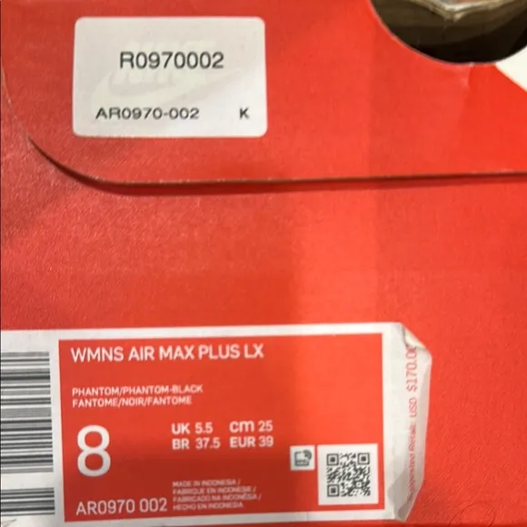 Women's Nike Air Max Plus Athletic Fashion AR0970 002 sz 8