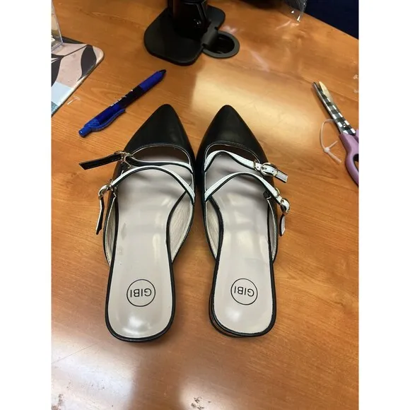 Womens Pointed Mule Flats Semi-slippers Woman Double Strap Sandals Ballet Size 6