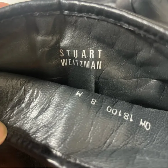 Women’s Stuart Weitzman Raceway Black Quilted Tall Leather Riding Boots‎ Sz 8