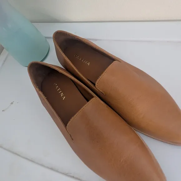 Women's Tan Leather Flats Minimalist Loafers 8.5 Patina - Portland Leather Goods