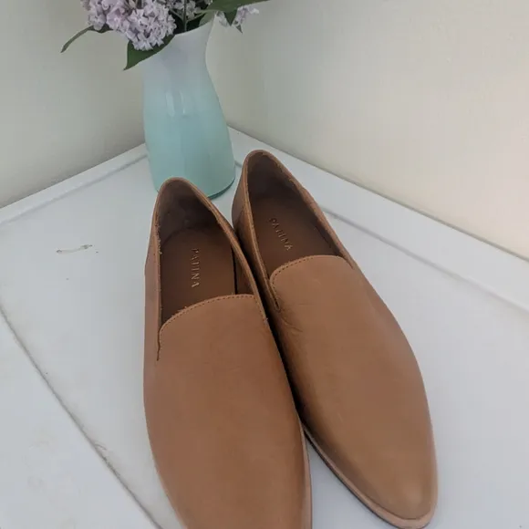 Women's Tan Leather Flats Minimalist Loafers 8.5 Patina - Portland Leather Goods