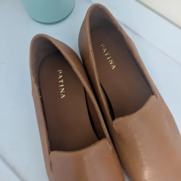 Women's Tan Leather Flats Minimalist Loafers 8.5 Patina - Portland Leather Goods